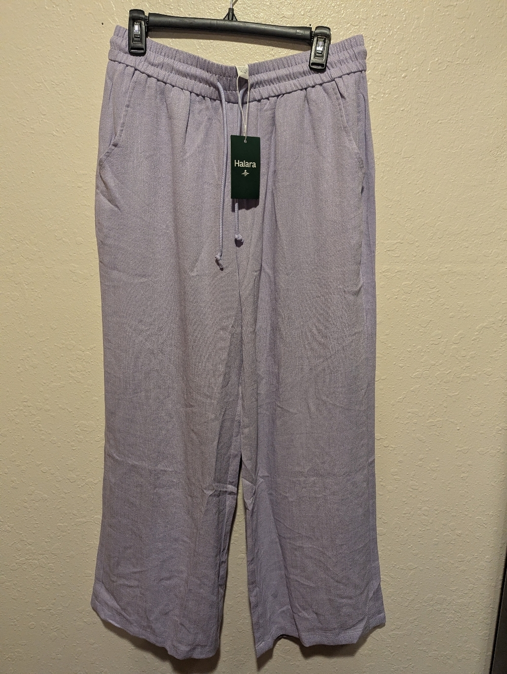 Halara New Wide Leg Light Purple Pants Drawstring Womens Size Large Regular